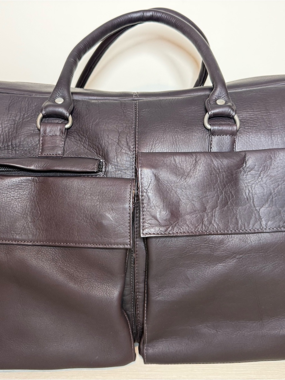 LEXUS Vintage Leather Burgundy Brown Weekender Carry-on Travel Bag  21 x 8 x 12